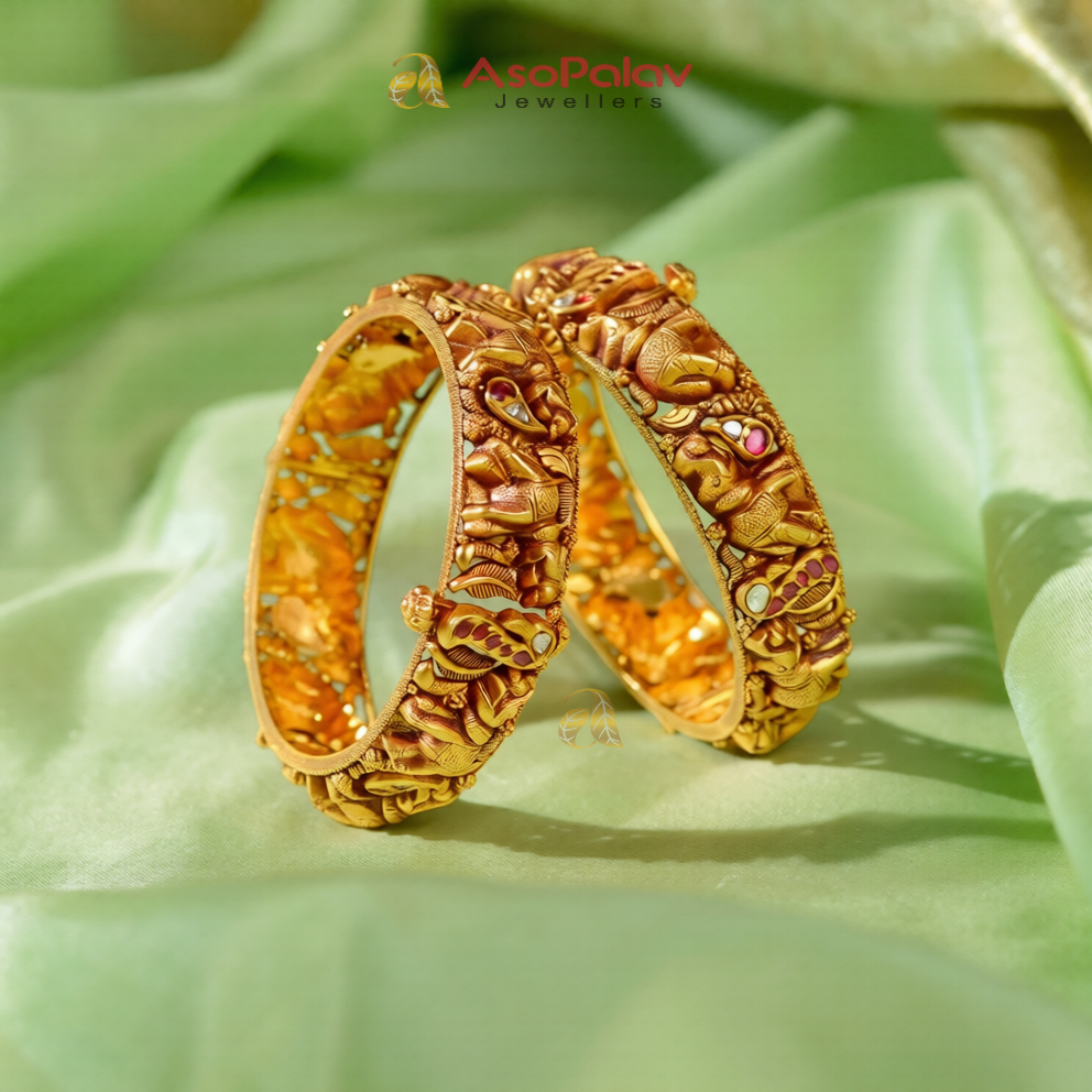 22K Antique Bridal Gold Bangles for Women